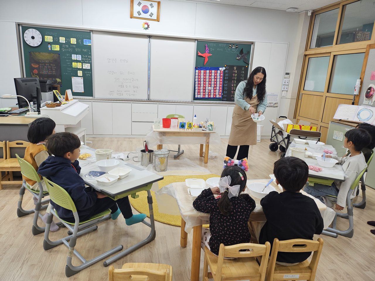 상주남부초병설유 유치원생·초등 1~3학년, 종이죽 캔버스 그림 그리기 체험