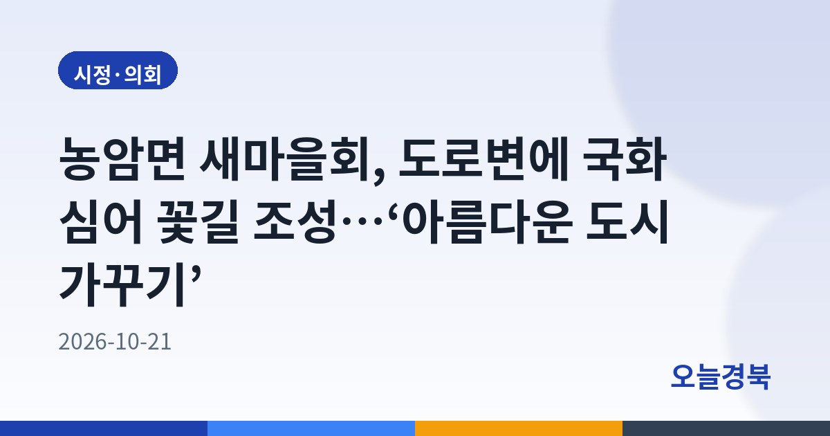 농암면 새마을회, 도로변에 국화 심어 꽃길 조성…‘아름다운 도시 가꾸기’
