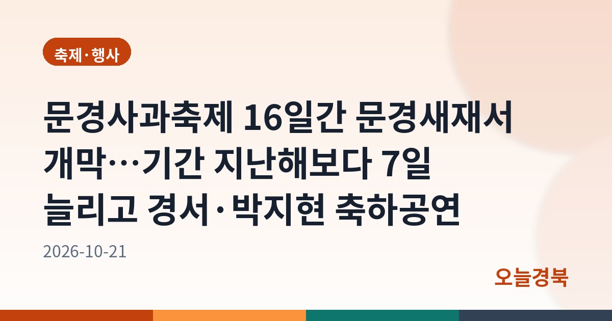 문경사과축제 16일간 문경새재서 개막…기간 지난해보다 7일 늘리고 경서·박지현 축하공연