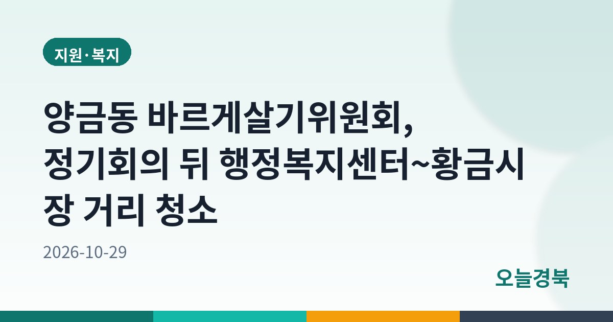 양금동 바르게살기위원회, 정기회의 뒤 행정복지센터~황금시장 거리 청소