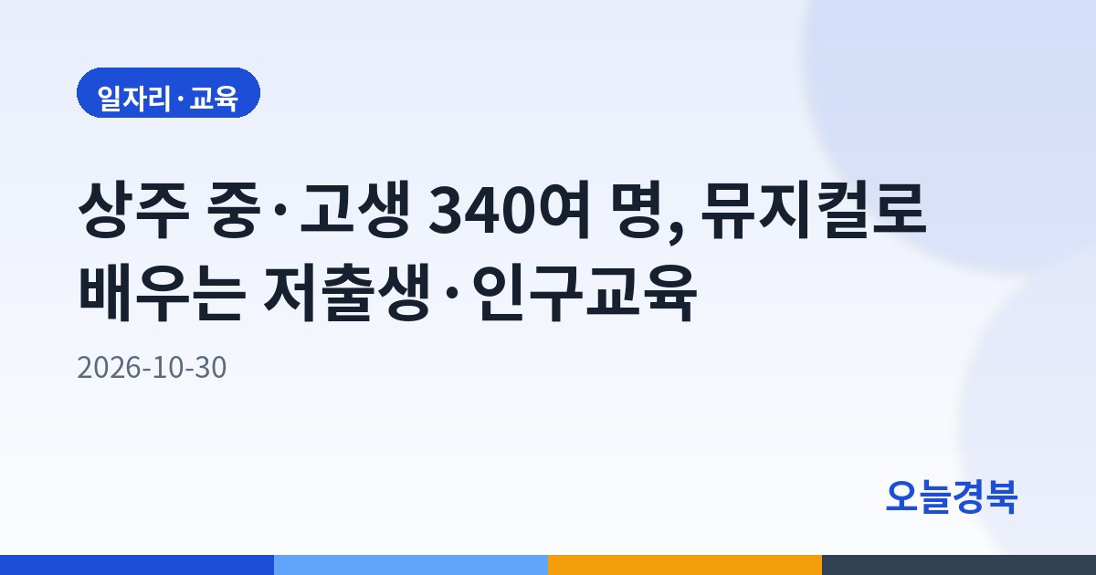 상주 중·고생 340여 명, 뮤지컬로 배우는 저출생·인구교육