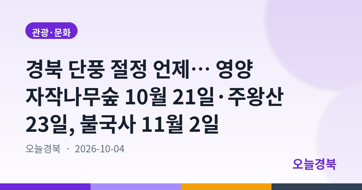 경북 단풍 절정 언제… 영양 자작나무숲 10월 21일·주왕산 23일, 불국사 11월 2일