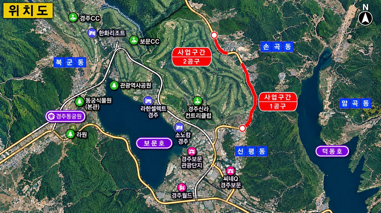 경주 보문관광단지 일대 도로 폭 7m→10.5m 확장…20억 들여 1.15㎞ 착공